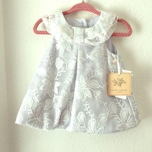 NWT White lace w/sparkle Laura Ashley dress